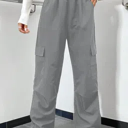 SHINE N SHOW Women Relaxed High-Rise Wrinkle Free Cargos Trousers-image-43
