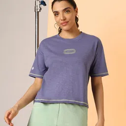 CULT Women Bio Finish Solid Round Neck Cotton Boxy T-shirt-image-31