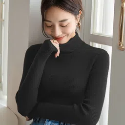 Moda Rapido Women Turtle Neck Applique Slim Fit T-shirt-picture-36