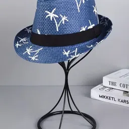 Infispace Men Blue Self Design Fedora Hat-image-98