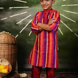 MIRALI Boys Striped Regular Kurta with Trousers-picture-3