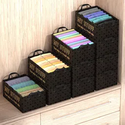 Kuber Industries Black 10 Pieces Printed Foldable Drawer Organisers-56