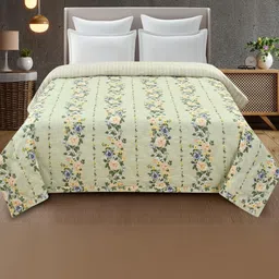 IVAZA Green & Blue Floral Microfiber AC Room 120 GSM Double Bed Comforter-image-50