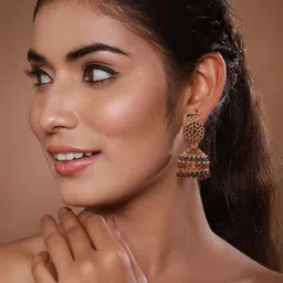 Jazz and Sizzle Gold-Plated Dome Shaped Jhumkas image 2