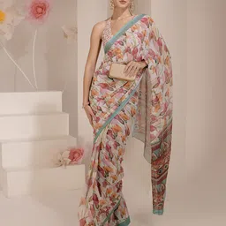 BAESD Floral Printed Pure Silk Saree-image-13