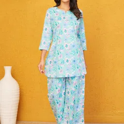 ETC Floral Printed Tunic & Palazzos Co-Ord Set-picture-10