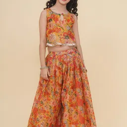 Bitiya by Bhama Floral Printed Round Neck Crop Top With Palazzos-image-39