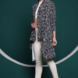 Zicada Printed Longline High-Low Open Front Shrug-14