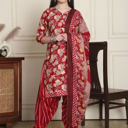 Roly Poly Floral Printed V-Neck Straight Kurta With Salwar & Dupatta-14
