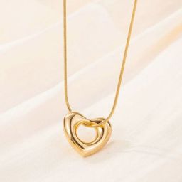 Estailo fashion Women Gold-Plated Heart Shaped Pendants with Chains-image-73