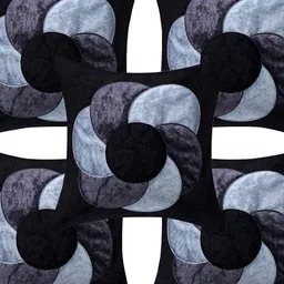 Creeva Black & Silver-Toned 5 Pieces Floral Velvet Square Cushion Covers-14