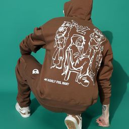 GRIFFEL Men Printed Hooded Pullover Sweatshirt-picture-42