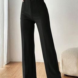 FORKEY Women Textured Striped Relaxed Straight Leg High-Rise Trousers-image-25