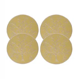 LooMantha Gold Toned 4 Pieces Floral Textured Table Placemats-22