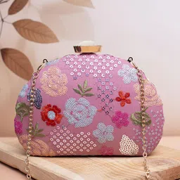 ARTKLIM Embroidered Sequinned Box Clutch-0