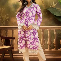 Sangria Floral Printed Pure Cotton Straight Kurta-image-38