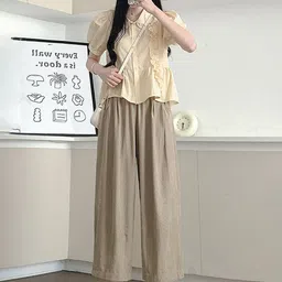 StyleCast Women Loose Fit Easy Wash Pleated Parallel Trousers-image-24