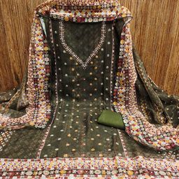 KALINI Printed Organza Unstitched Dress Material-image-42