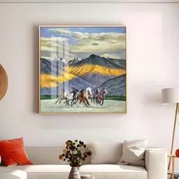 THE NEXT DECOR Yellow & Grey Horses in Motion Wall Art image 3