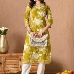 Anouk Rustic Women Printed Floral Cotton Straight Kurta-image-80