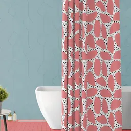 ArtzFolio Peach Coloured & White Printed Waterproof Shower Curtain-17