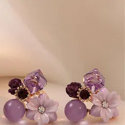 Celestique Artificial Stones Studded Floral Shaped Korean Studs-41