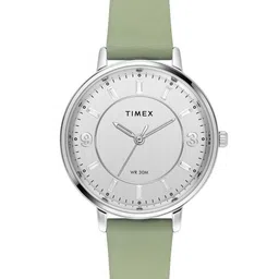 Timex Women Brass Embellished Dial & Leather Straps Analogue Watch TWEL15815-25