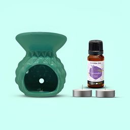 PEEPALCOMM 6Pc Green Texture Ceramic T-Light Burner Diffuser With Aroma Oils-15 ml Each-image-50
