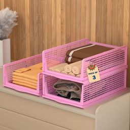 Myntra Elegant Homes Pink Set of 3 Regular Multi-Utility Organisers-26