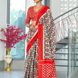 Panzora Geometric Block Print Saree-9