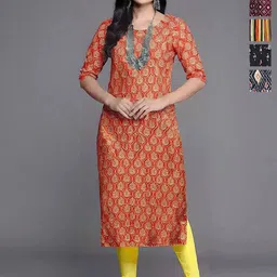 Anouk Rustic Selection Of 5 Ethnic Motifs Printed Round Neck Straight Kurtas-image-56