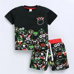 LITTLE NINJA Boys Printed Pure Cotton T-Shirt & Shorts-picture-33
