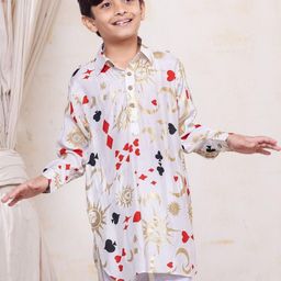 Tura Turi Boys Off White Kurta Sets-image-58