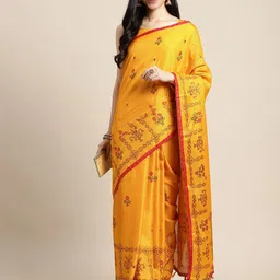 Anouk Rustic Ethnic Motifs Embellished Jute Silk Banarasi Saree-34