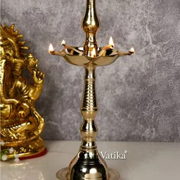 Aura Yellow Textured Brass Diya-image-85