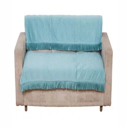 Fashion Throw Turquoise Blue Velvet 2 Piece Sofa Cover-image-43