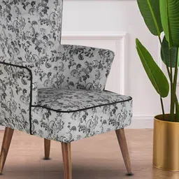 GLOBALLY INDIAN Grey & Black Wooden Accent-Style Arm Lounge Chair-image-65