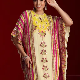 Libas Art Ethnic Motifs Printed Round Neck Kaftan With Dhoti Pants & Inner image 2