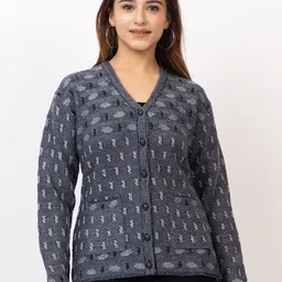 TWENTY ME Women Embroidered Woollen Cardigan with Embroidered Detail-image-92