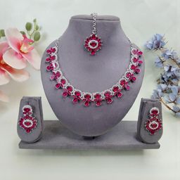 VATSALYA creation Alloy Gold- plated Ruby Red Jewellery Set-image-54