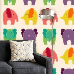 ArtzFolio Printed UV-Resistant Anti-Bacterial Colorful Elephants Peel & Stick Wallpaper-image-84