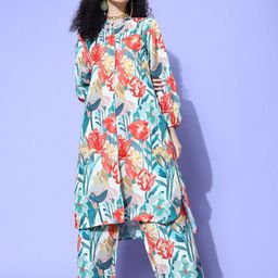Varanga Women Floral Printed Regular Kurta with Trousers-image-16