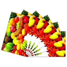 Kuber Industries 6-Pcs White & Red Printed Fridge Mat-12