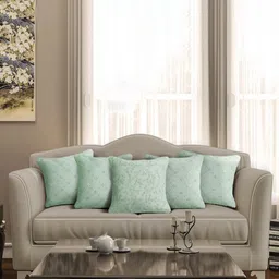 eyda Sea Green 5 Pieces Mirror Work Cushion Covers-image-45