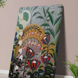 Myntra Elegant Homes Blue & Yellow Botanical Garden Printed Canvas Wall Art-image-41