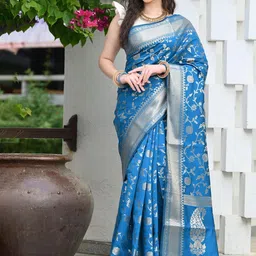 KALINI Women Woven Design Art Silk Banarasi Saree-image-58