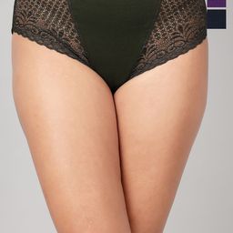 Clovia Pack Of 3 Mid-Waist Hipster Briefs With Lace Wings-picture-46