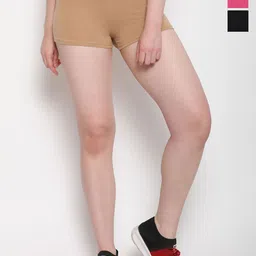 Outflits Women Pack Of 3 Slim Fit Cycling Shorts-image-50