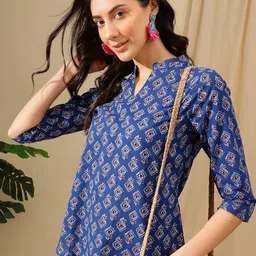 JANAKDULARI CREATION Ethnic Motifs Print Mandarin Collar Cotton Top-picture-16