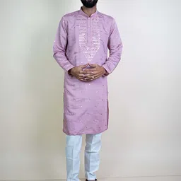 KUNDALI KAKSHAY Men Mandairan Coller Embellished Sequinned Kurta-picture-34